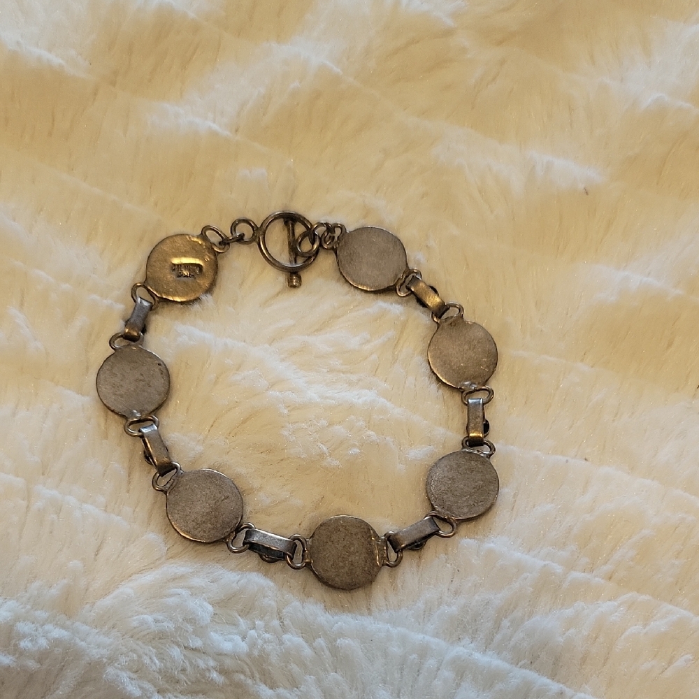 Vintage Mexico 925 Sterling Silver And Turquoise Bracelet - Picture 5 of 8